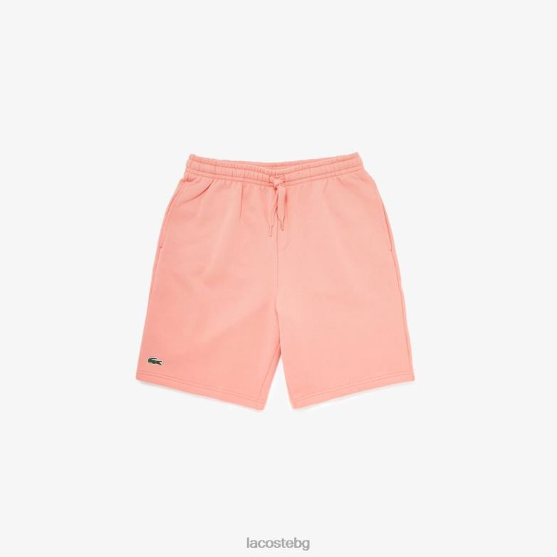 мъже Lacoste розово спортни шорти от полар за тенис облекло XTV621600