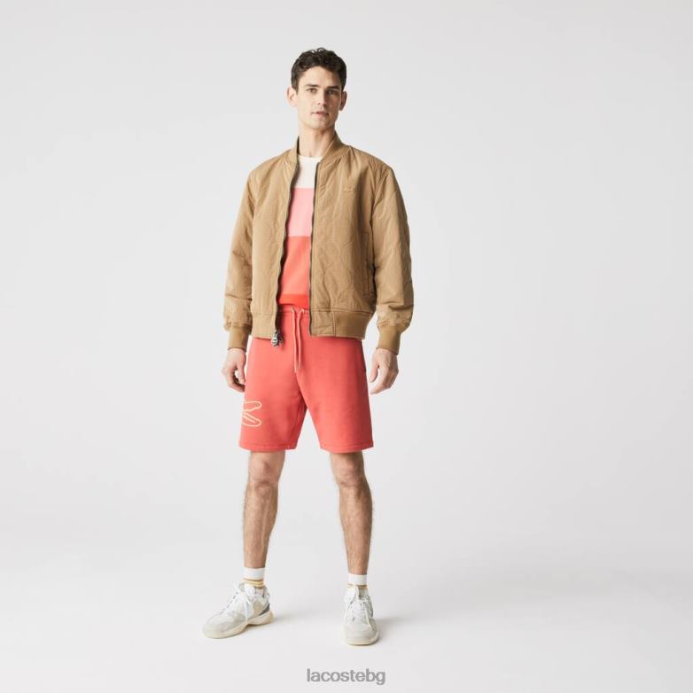 мъже Lacoste червен поларени шорти с крокодилски принт облекло XTV621608