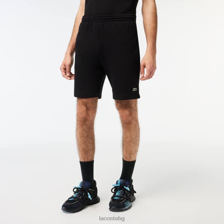 мъже Lacoste черен къси панталони от полиран органичен памук облекло XTV62416