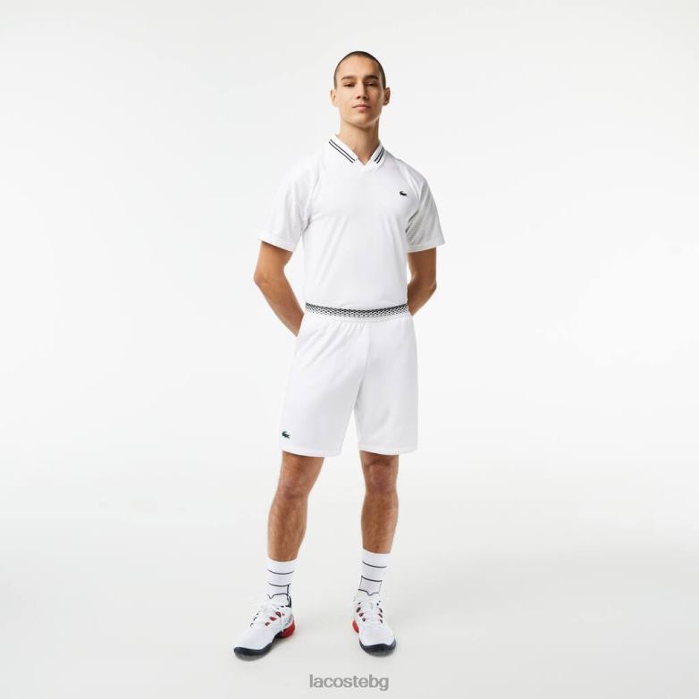 мъже Lacoste бяло тенис х даниил медведев мрежести шорти облекло XTV62428