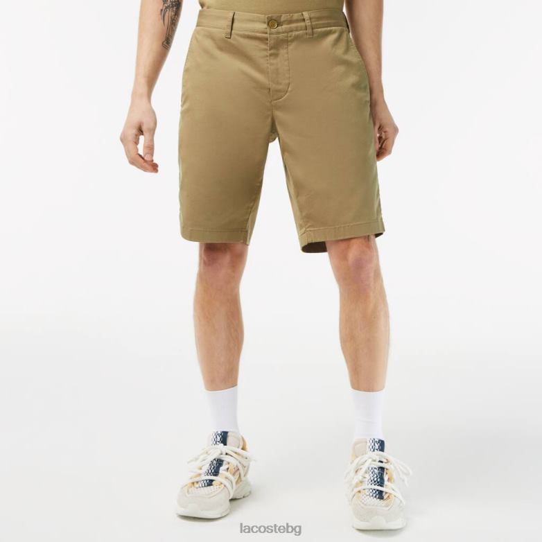 мъже Lacoste бежово прилепнали еластични памучни бермуди облекло XTV62431