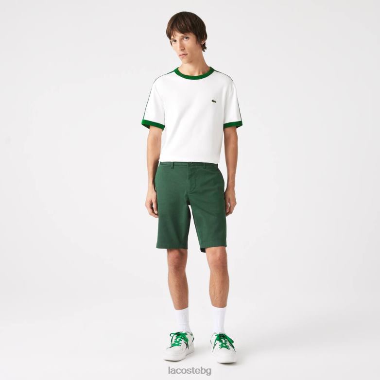 мъже Lacoste зелено прилепнали еластични памучни бермуди облекло XTV62434