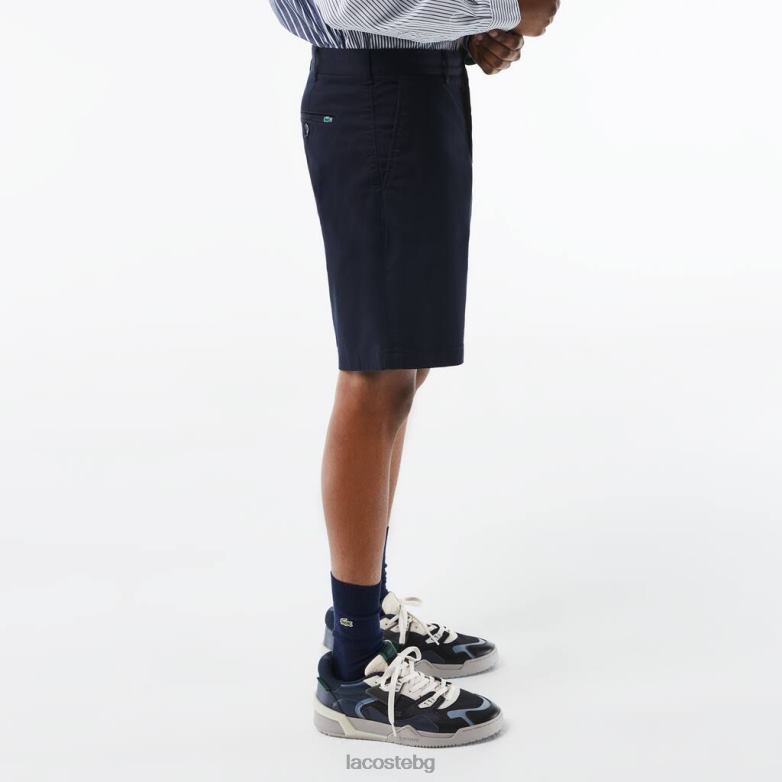 мъже Lacoste тъмносин стандартни бермуди от еластичен органичен памук облекло XTV62436