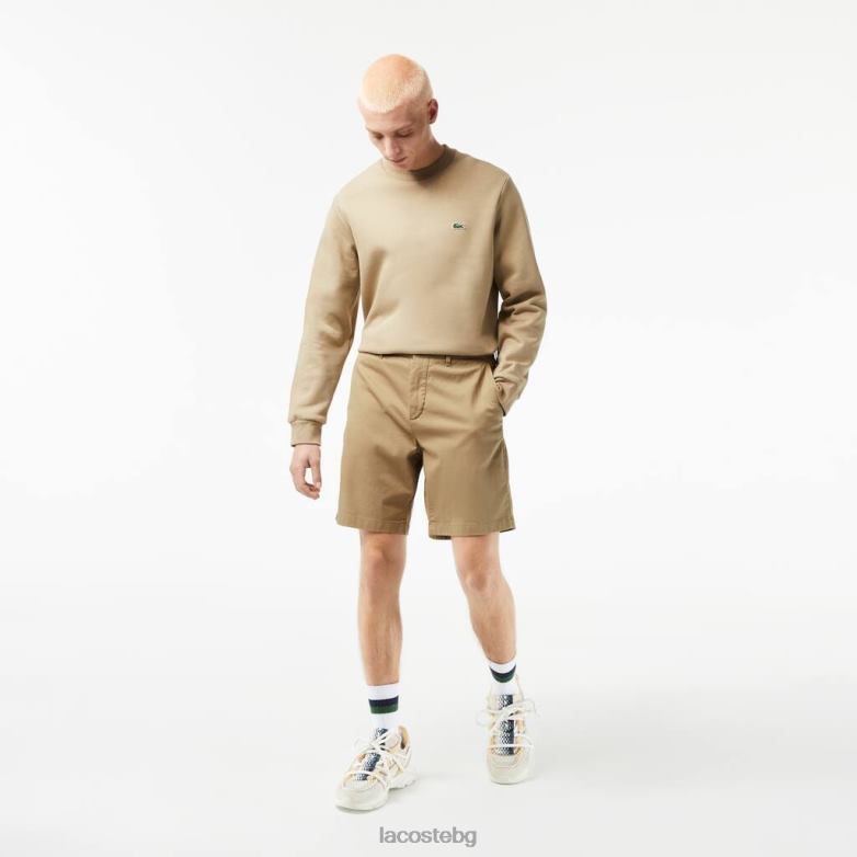 мъже Lacoste бежово стандартни бермуди от еластичен органичен памук облекло XTV62438