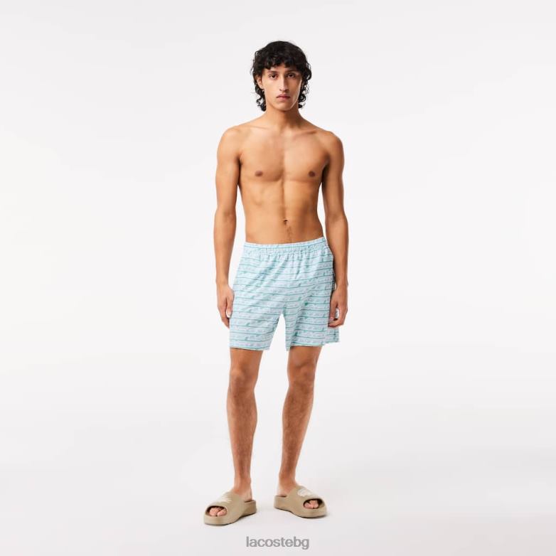 мъже Lacoste зелено/светло зелено бански с двуцветен принт облекло XTV62525