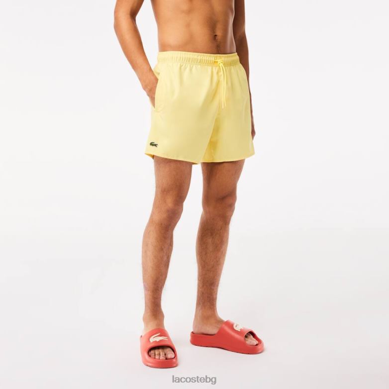 мъже Lacoste жълто зелен леки бързосъхнещи бански шорти облекло XTV62539