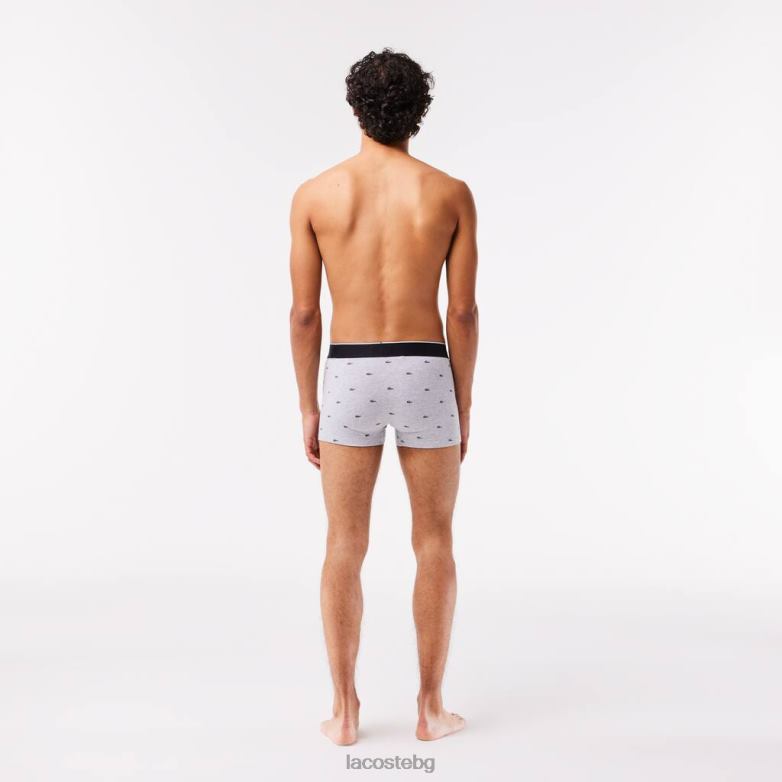 мъже Lacoste черен/сив chine ежедневни фирмени боксерки 3 бр облекло XTV621328