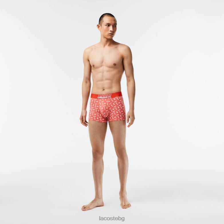 мъже Lacoste оранжево/сиво chine/бяло 3 пакета щамповани куфари от еластичен памук облекло XTV62503