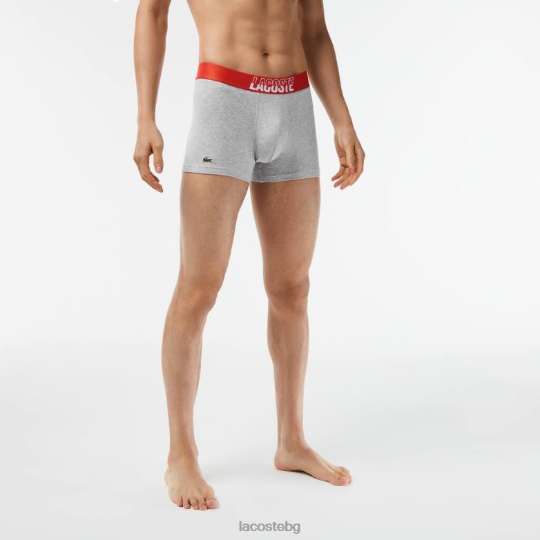 мъже Lacoste оранжево/сиво chine/бяло 3 пакета щамповани куфари от еластичен памук облекло XTV62503