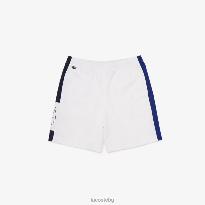 мъже Lacoste бяло/синьо/тъмно синьо/бяло спортни леки къси панталони colorblock облекло XTV621624