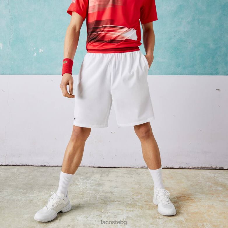 мъже Lacoste бяло sport x novak djokovic леки еластични шорти облекло XTV621533