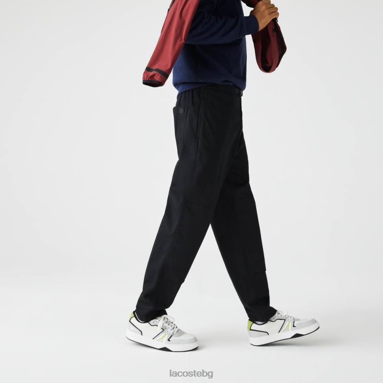 мъже Lacoste черен габардинови панталони от органичен памук облекло XTV621587