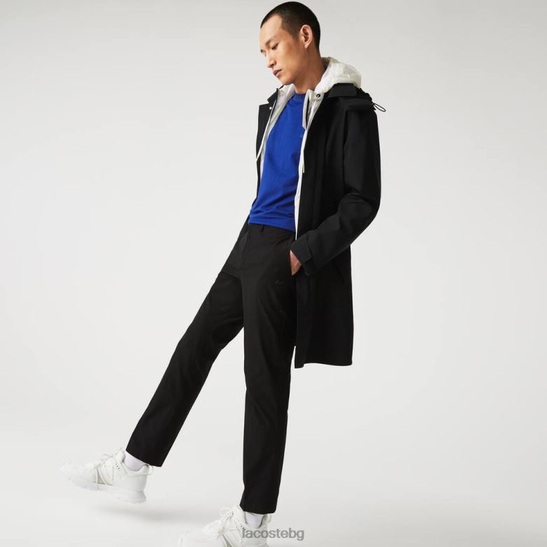 мъже Lacoste черен прилепнали леки водоустойчиви чинос панталони облекло XTV621588
