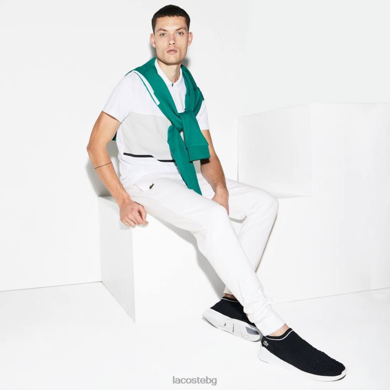 мъже Lacoste бяло спортни поларени тенис панталони облекло XTV62960