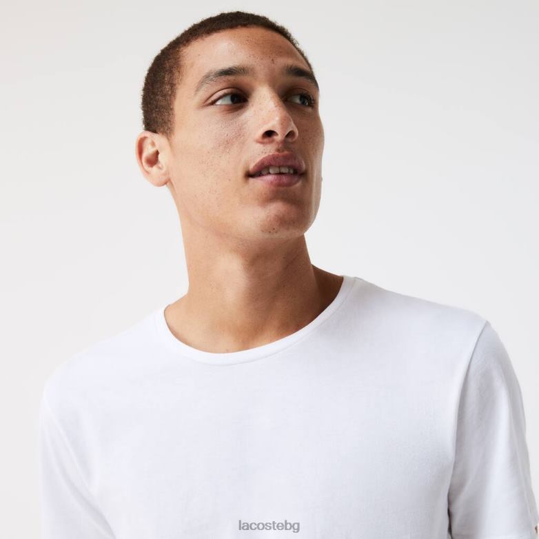 мъже Lacoste бяло памучна тениска с кръгла яка 3 бр облекло XTV621350