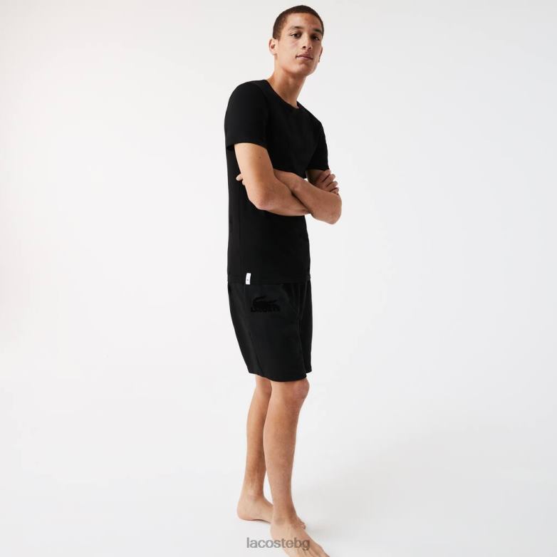 мъже Lacoste черен памучна тениска с кръгла яка 3 бр облекло XTV621351