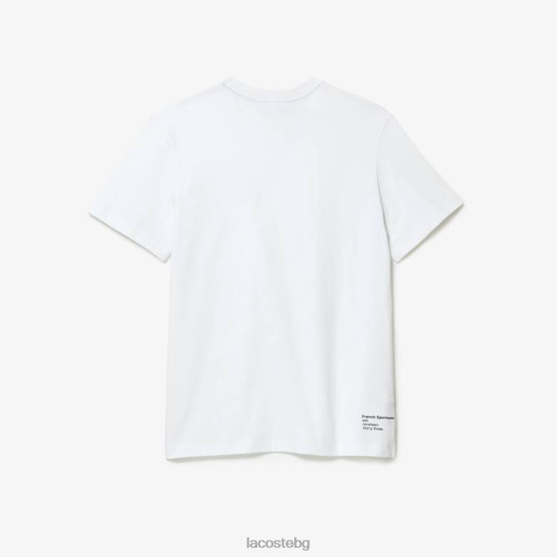 мъже Lacoste бяло стандартна тениска от памучно трико облекло XTV62103