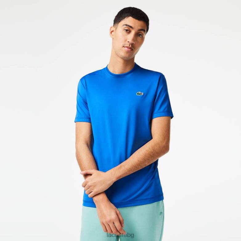 мъже Lacoste син спортна прилепнала еластична тениска от трико облекло XTV62120