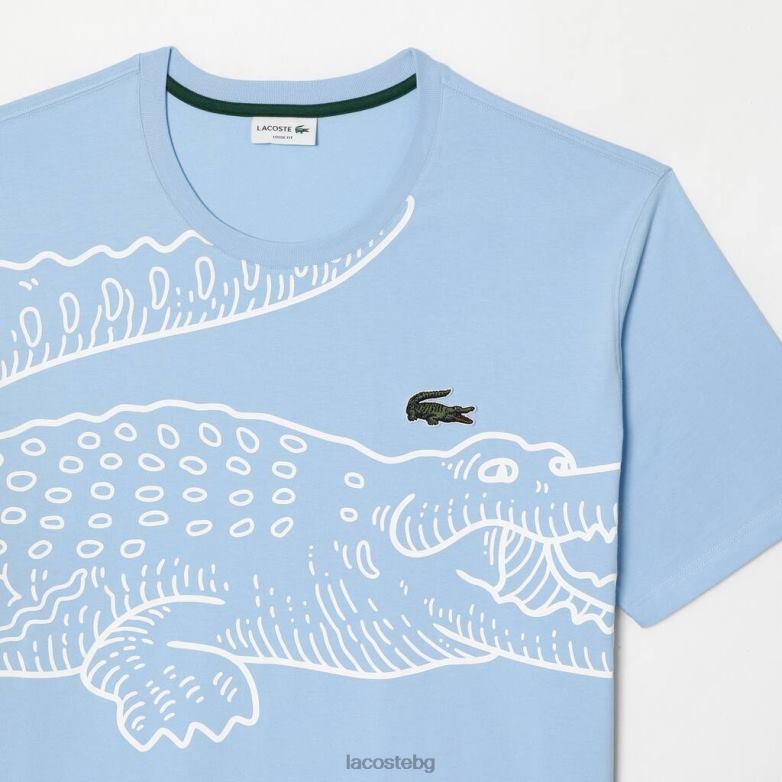 мъже Lacoste син широка памучна тениска - голям размер - висок облекло XTV62135