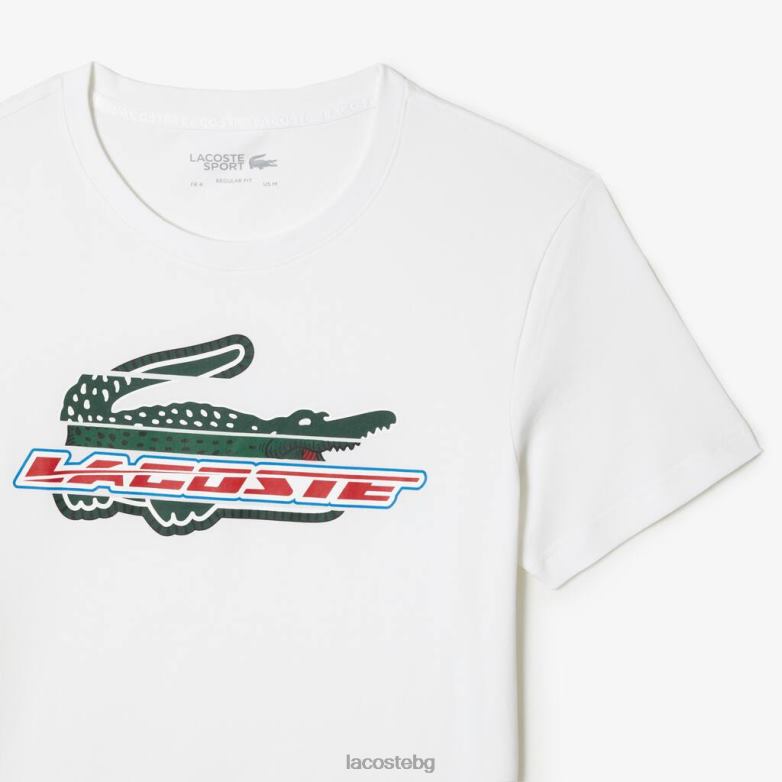 мъже Lacoste бяло спортна стандартна тениска от органичен памук облекло XTV62141