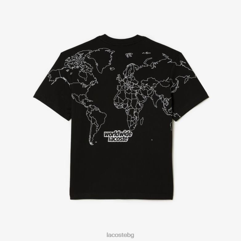 мъже Lacoste черен спокойна тениска от трико от органичен памук облекло XTV62223