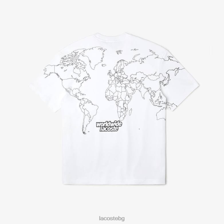 мъже Lacoste бяло спокойна тениска от трико от органичен памук облекло XTV62224