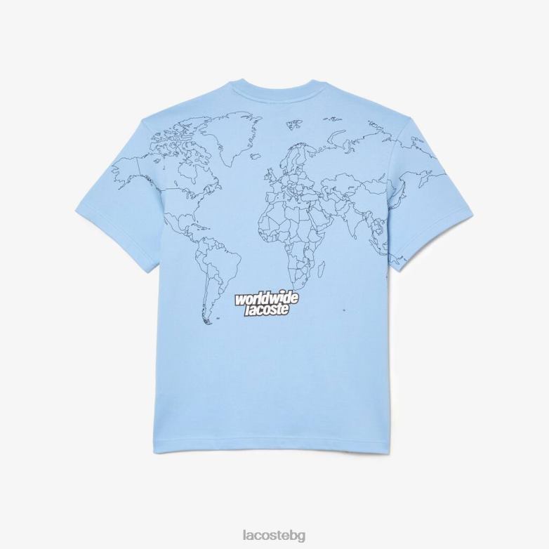 мъже Lacoste син спокойна тениска от трико от органичен памук облекло XTV62225