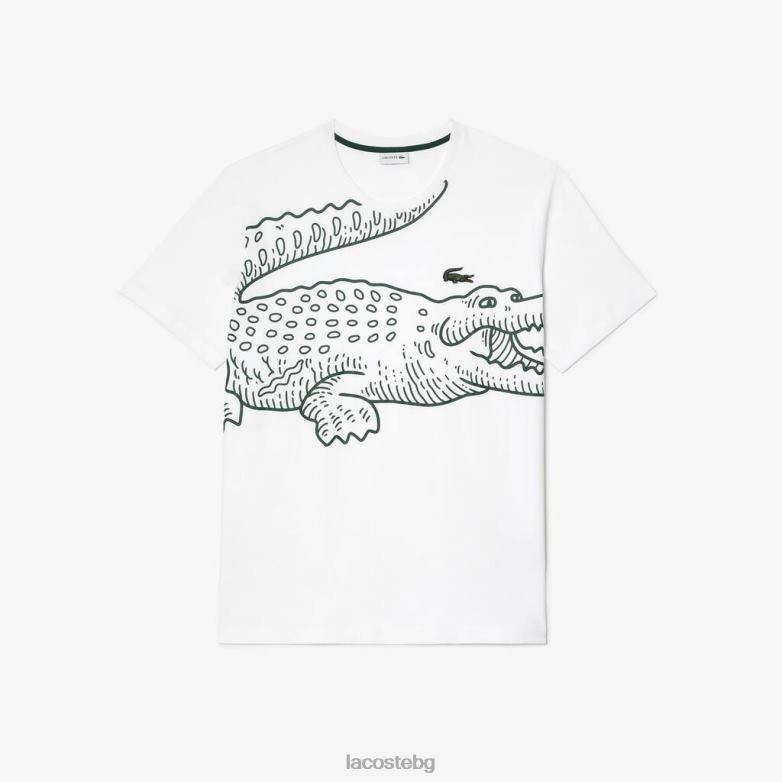 мъже Lacoste бяло широка тениска от трико - голям размер - голяма облекло XTV62227