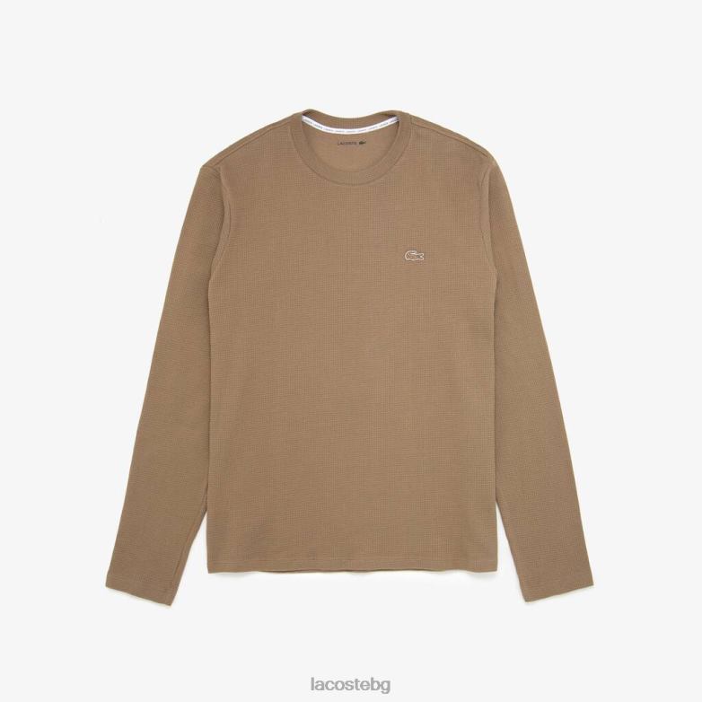 мъже Lacoste светлокафяво тениска с дълъг ръкав облекло XTV62263