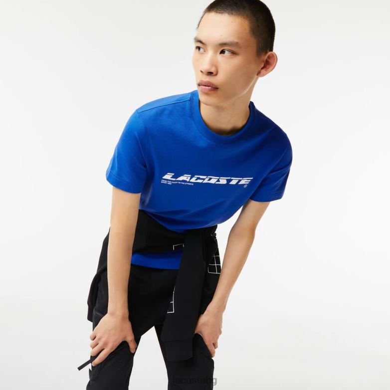 мъже Lacoste син стандартна кройка с марка пике тениска облекло XTV62562