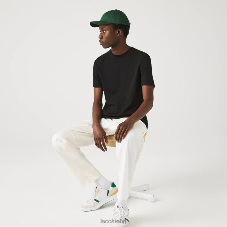 мъже Lacoste черен тениска с кръгло деколте от смес от органичен памук облекло XTV62640