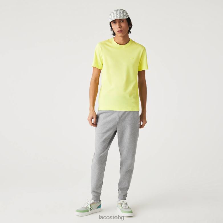 мъже Lacoste крещящо жълто тениска с кръгло деколте от смес от органичен памук облекло XTV62641