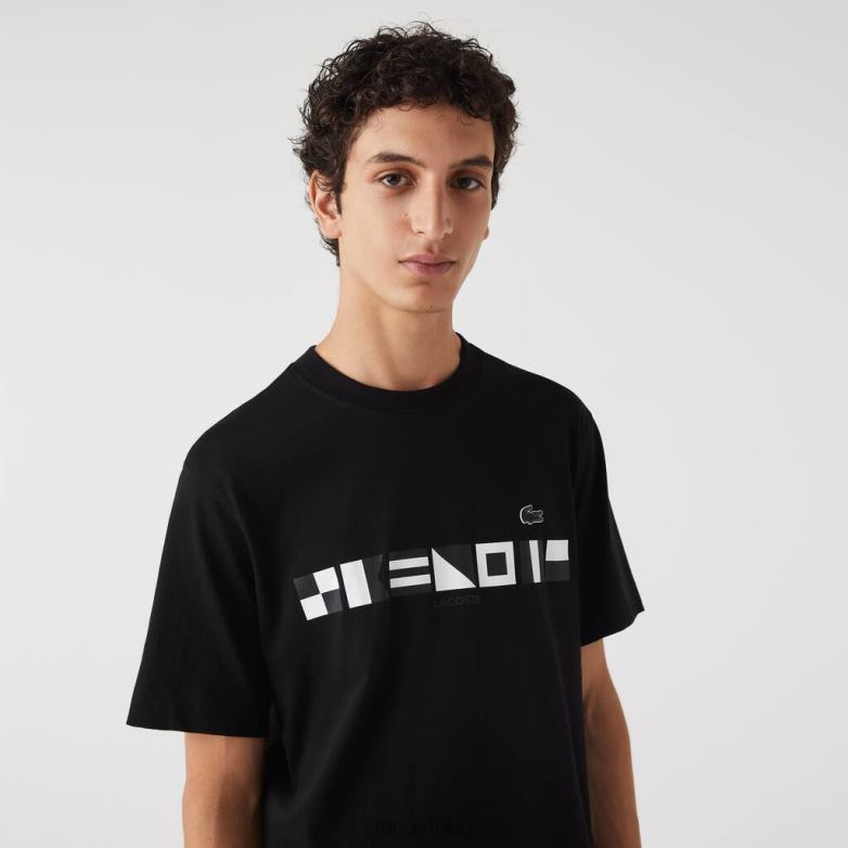 мъже Lacoste черен тениска със спокойна кройка облекло XTV62662