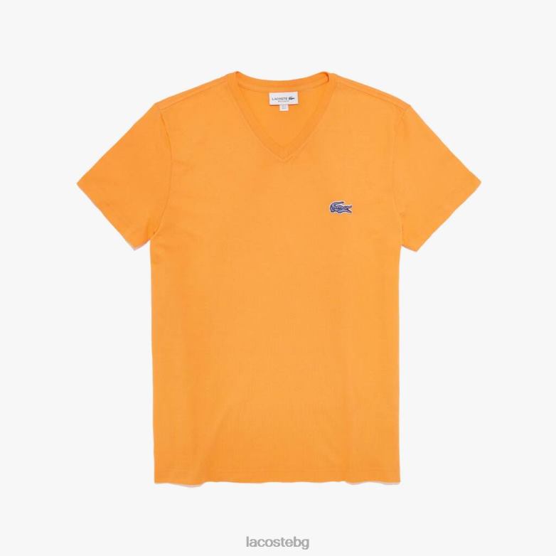 мъже Lacoste оранжево стандартна тениска с къс ръкав облекло XTV62669