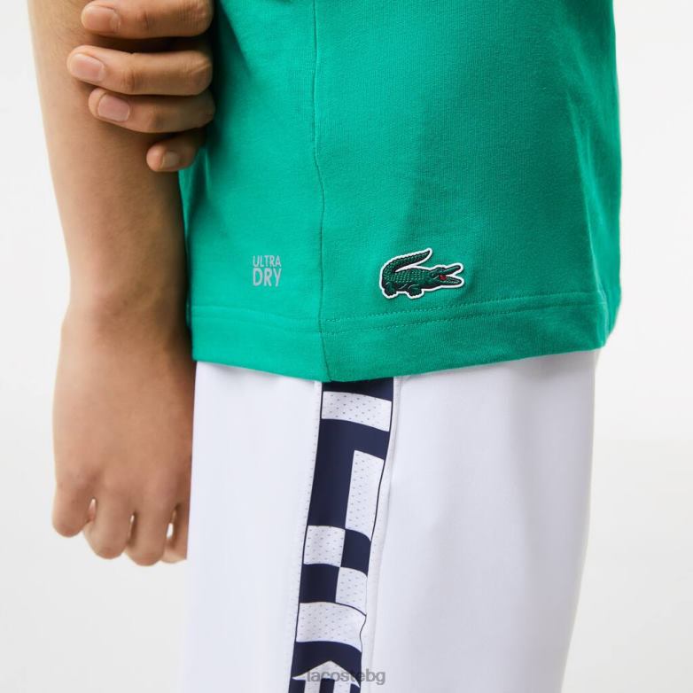 мъже Lacoste зелено спортна тениска с крокодилски принт облекло XTV62683