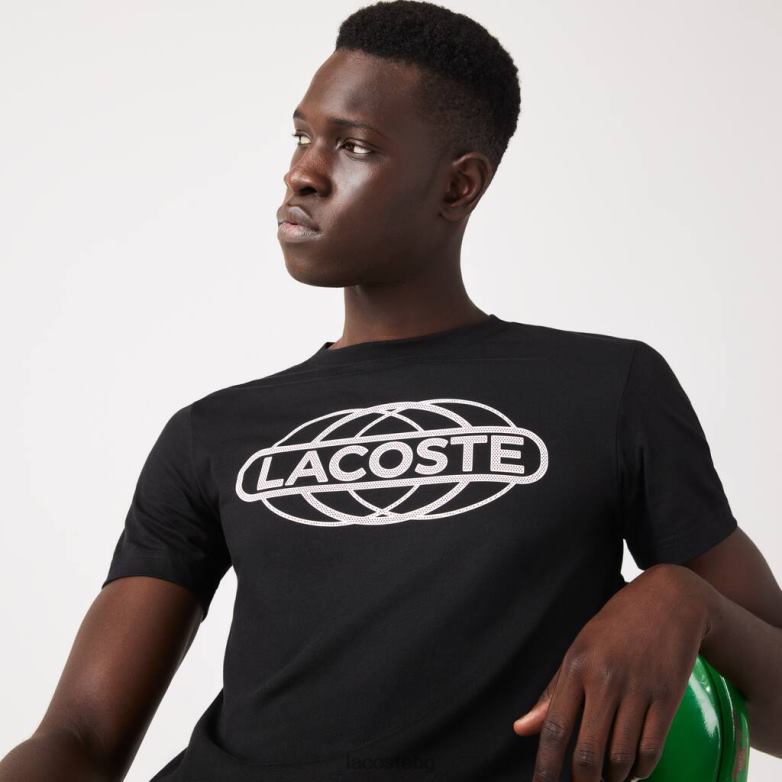 мъже Lacoste черен спортна тениска от органично трико облекло XTV62694