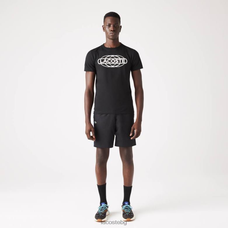 мъже Lacoste черен спортна тениска от органично трико облекло XTV62694