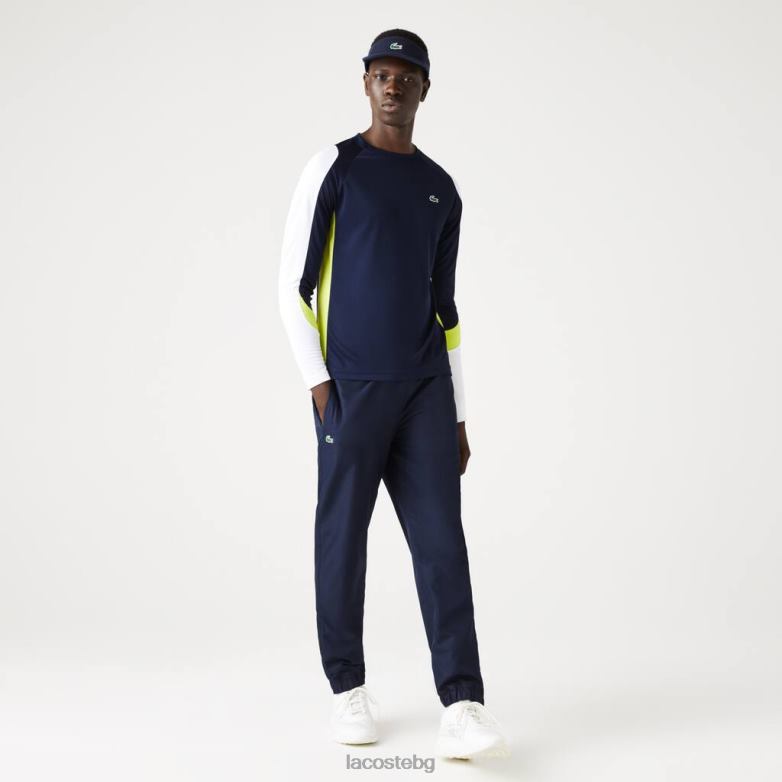мъже Lacoste тъмносиньо/бяло/жълто спортна тениска за тенис облекло XTV62754