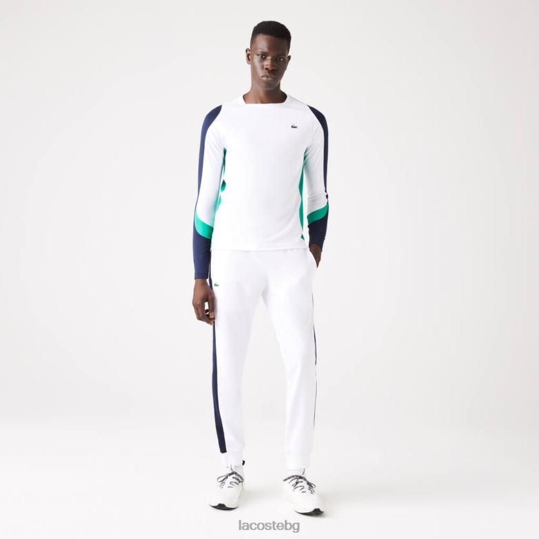 мъже Lacoste бяло/тъмно синьо/зелено спортна тениска за тенис облекло XTV62755