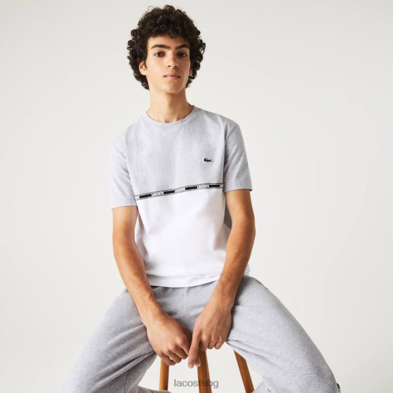 мъже Lacoste сив цвят/бял брандирана тениска облекло XTV62831