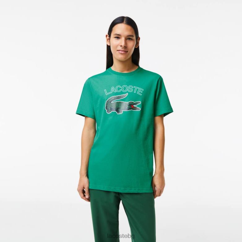 мъже Lacoste зелено спортна фланелка с щампа на крокодил облекло XTV62842