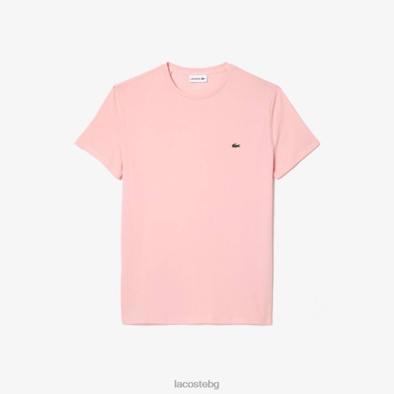 мъже Lacoste розово тениска от памучно трико с кръгло деколте облекло XTV6290