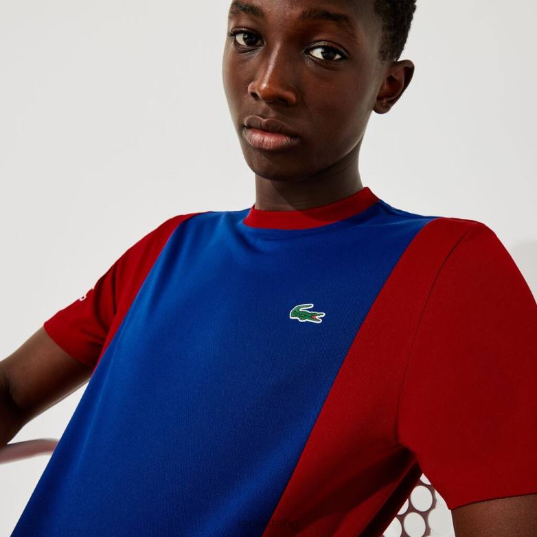 мъже Lacoste синьо/червено/бяло спортна дишаща устойчива двуцветна тениска облекло XTV62901