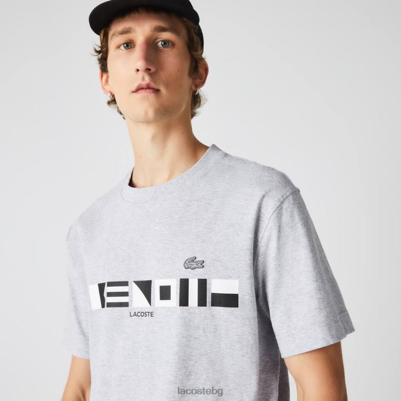 мъже Lacoste сив chine тениска със спокойна кройка облекло XTV62660