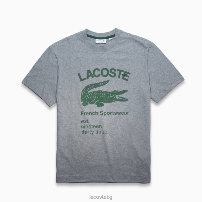 мъже Lacoste сив chine крокодилска тениска със спокойна кройка облекло XTV62701