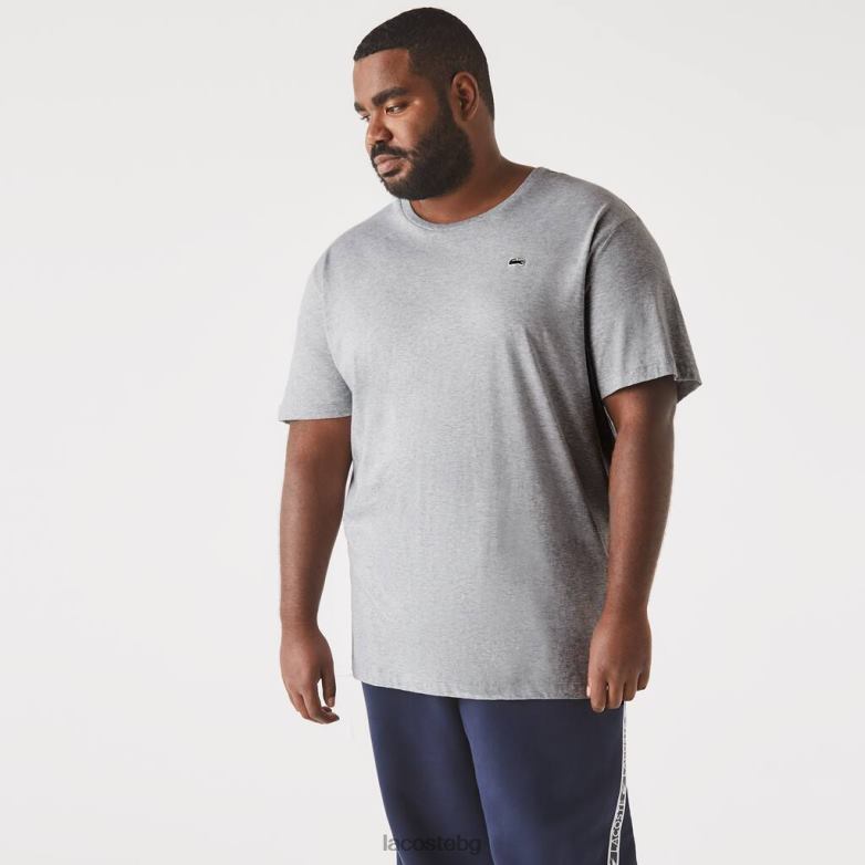 мъже Lacoste сив chine тениска с кръгла яка xl от памучно трико облекло XTV62757