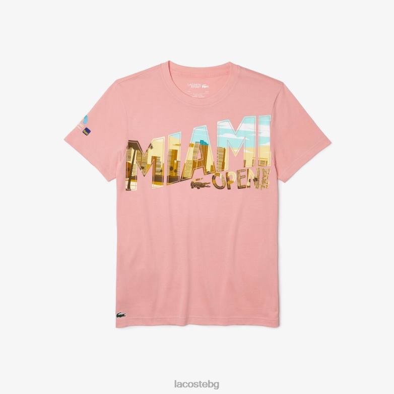 мъже Lacoste розово miami open тениска с графика на miami облекло XTV62890