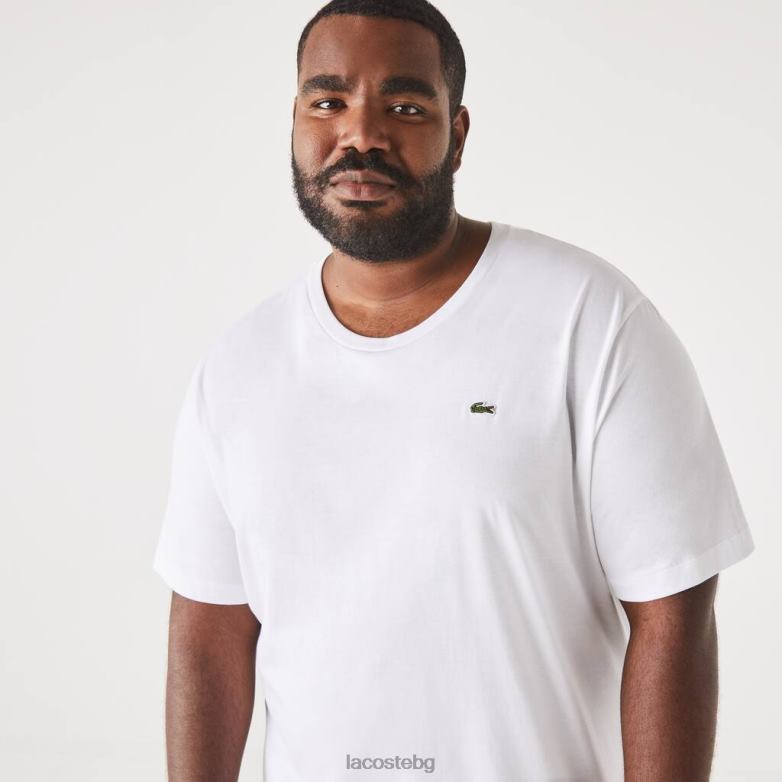 мъже Lacoste бяло стандартна тениска от памучно трико pima облекло XTV62651