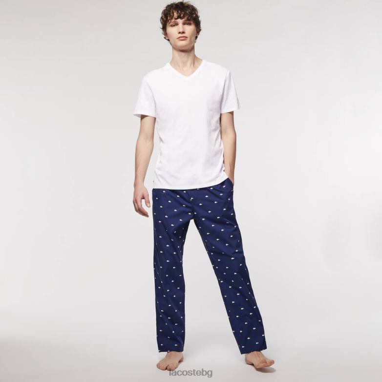 мъже Lacoste бяло памучна тениска с v-образно деколте 3 бр облекло XTV621335