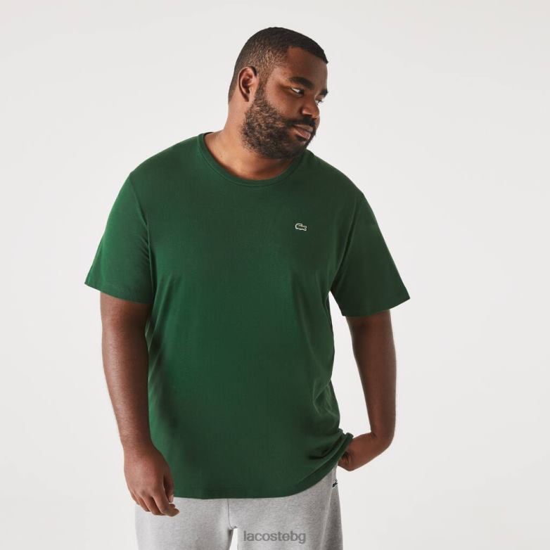 мъже Lacoste зелено тениска с кръгла яка xl от памучно трико облекло XTV62832